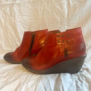 Fly London Scarlet Leather Ankle Booties